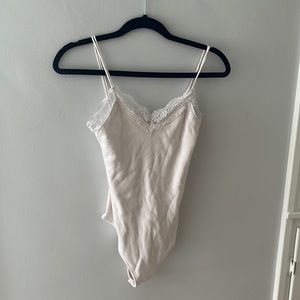 Abercrombie lace ribbed white bodysuit